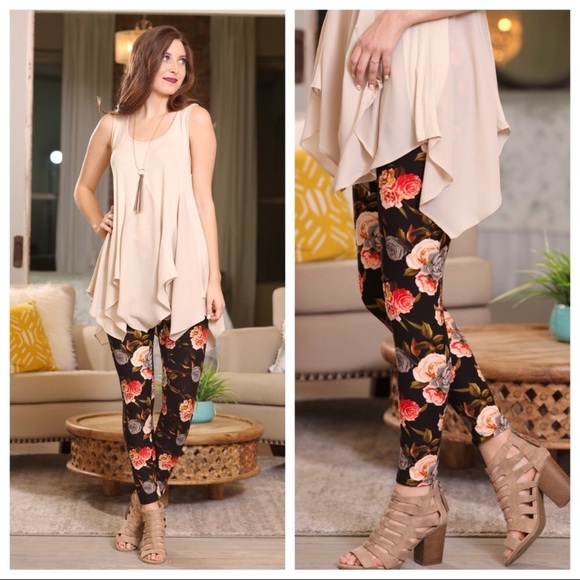 Floral Rose Print Leggings - Picture 3 of 6